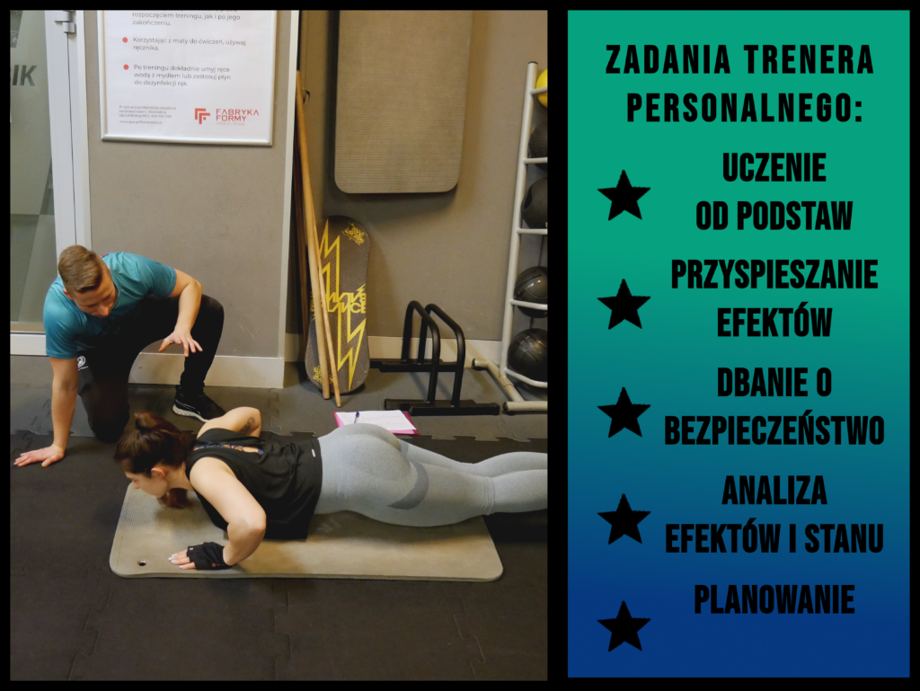 Lista zadań, które stoją przed trenerem personalnym podczas treningu z podopiecznym